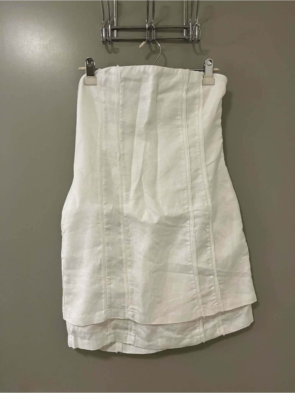 Dissh White Strapless Linen Mini Dress